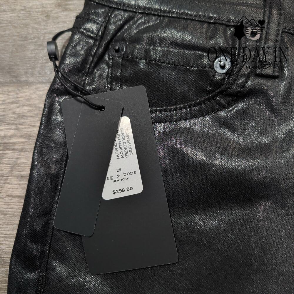 Rag & Bone The Harlow Mid Rise Straight Coated Denim Jeans Size 0 (25) - Picture 2 of 7
